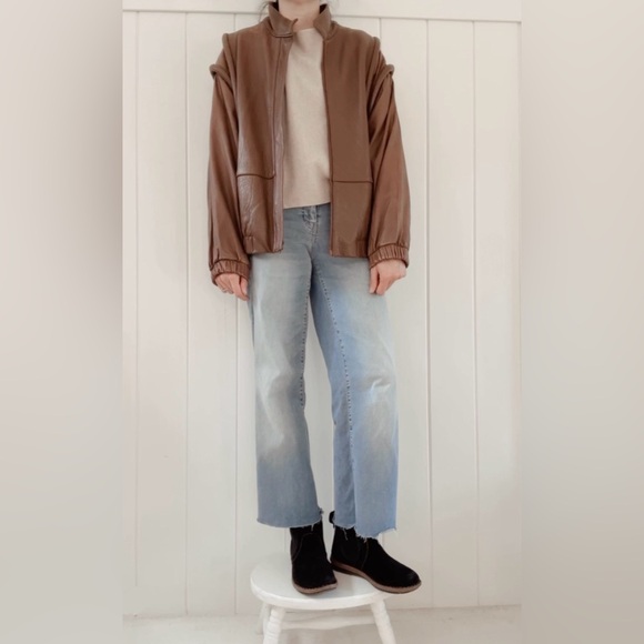 Vintage Leather Bomber Aviator Flight Jacket Women Size 7/8 Chocolate Brown - Picture 2 of 15